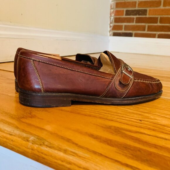 Cole Haan Mens Burgundy Cognac Leather Loafers Size US 10.5 M - Picture 5 of 14